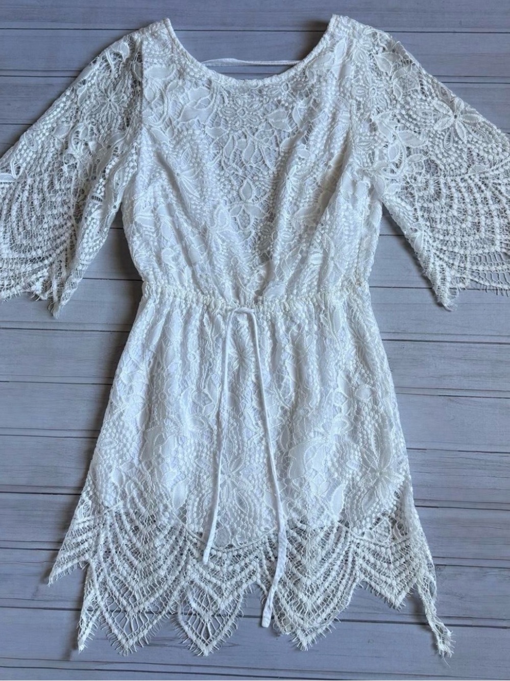 White boho mini dress